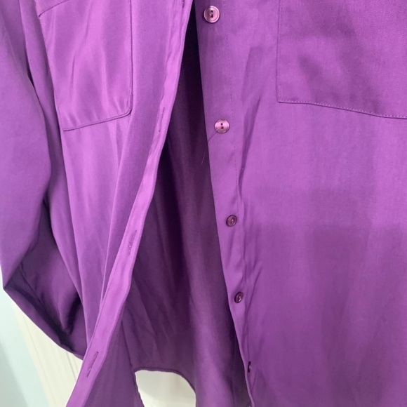 Susan Graves Silky Purple Button Down Blouse Sz 16 Sexy CEO City Girl Boho Vibes - Picture 6 of 11